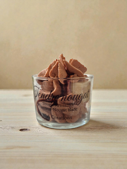 Bougie Artisanale - Tendre nougat - Senteur Nougat blanc - NLA Creations 