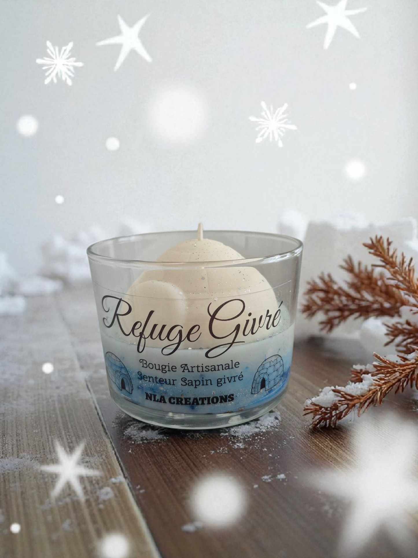 Bougie artisanale - Refuge Givré - Senteur Sapin givré