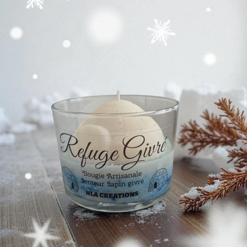 Bougie artisanale - Refuge Givré - Senteur Sapin givré - NLA Creations 