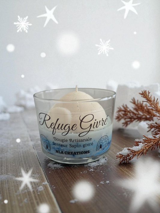 Bougie artisanale - Refuge Givré - Senteur Sapin givré - NLA Creations 